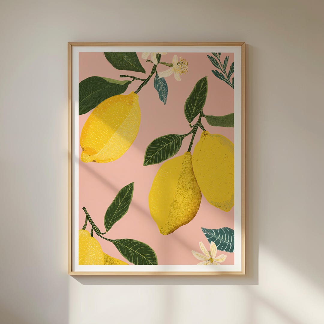 Lemon Botanical Print: Vintage Fruit Kitchen Wall Art (digital Download ...