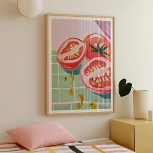 Juicy Tomato Kitchen Art Print: Retro Foodie Decor (Digital Print)