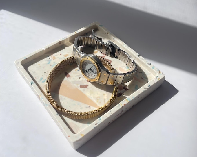 coaster | soap dish | square | terrazzo | gift | white