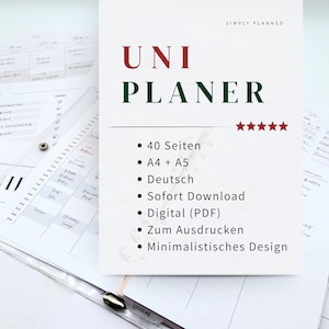 Studenten Planer für dein Studium | Uni Planer Bundle PDF A4 / A5 | Semesterplaner, Lerntracker & Prüfungsplanung