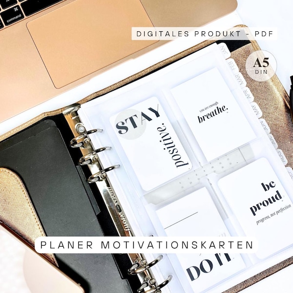 Planner Card Set A5 – Motivational Cards for Ring Binders & Planner Dashboards | Printable PDF