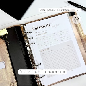 Finanzübersicht Vorlage | PDF A4 / A5 | Einnahmen & Ausgaben Planer | Printable Inserts | Filofax a5 Einlagen Finanzen
