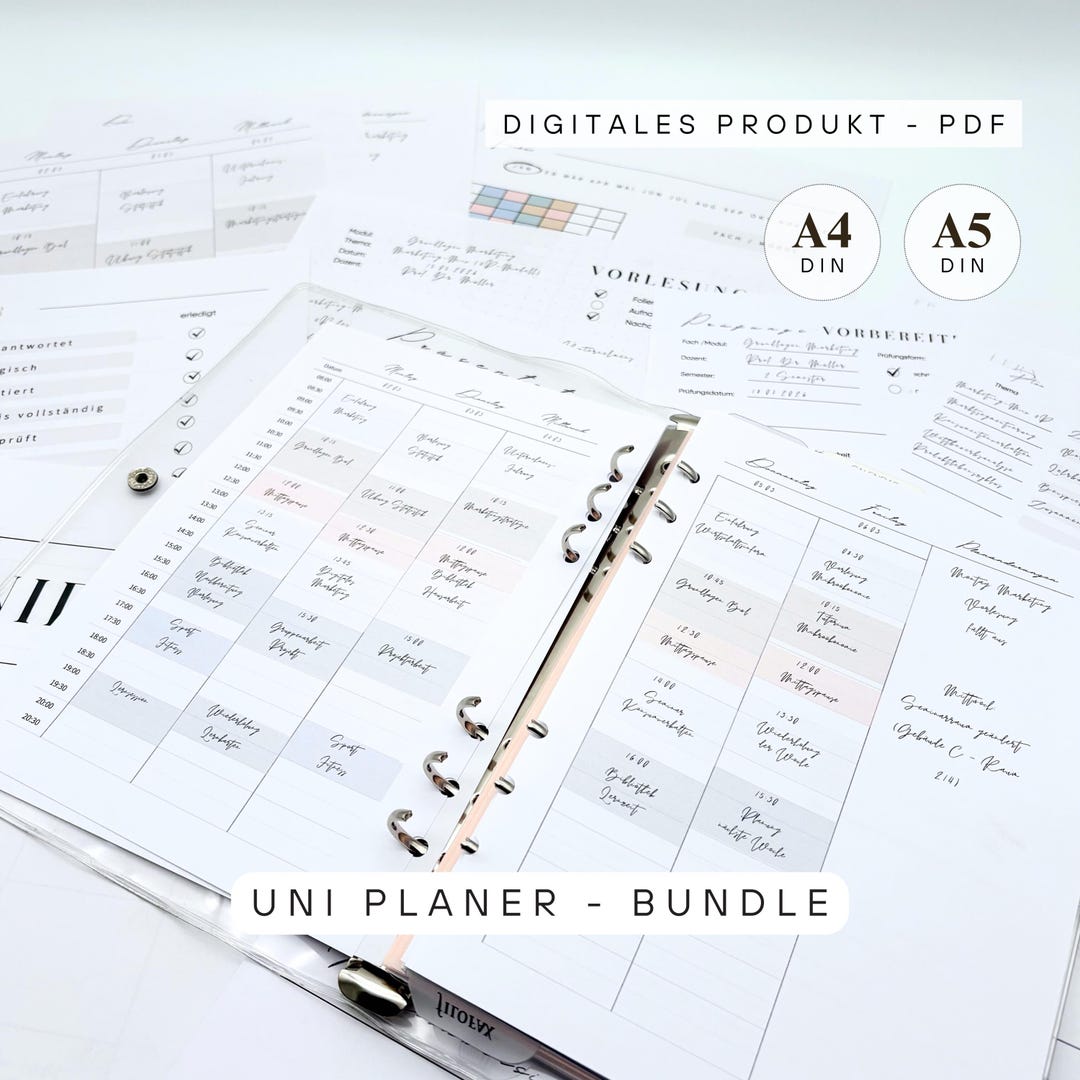 Minimalist Student Planner for Your Studies | University Planner Bundle ...