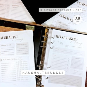 Household Planner Bundle PDF A4 / A5 | Filofax Inserts | Shopping Lists, Financial Overview, Daily Planner & Recipes | Digital Templates