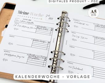Kalenderweeksjabloon A5 | Afdrukbare weekplanner | Weekpagina's voor Filofax A5 | Weekoverzicht PDF | Afdrukbare organizer A5 | Planner