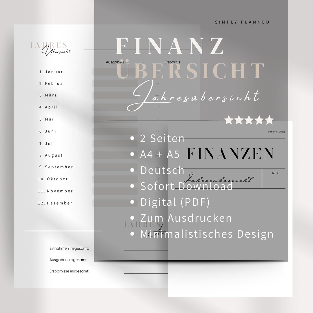 Savings Overview Annual Financial Overview (printable A4/A5) | Annual Overview of ...