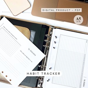 A5 Habit Tracker Printable – Minimalist Daily Routine & Habit Tracker Planner Insert | Digital Download
