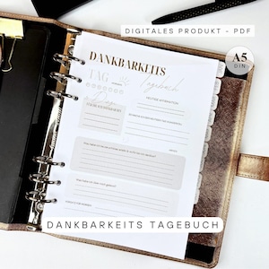 Dankbarkeitstagebuch Planer Vorlage | Digitale PDF A4 A5 | Achtsamkeit | zum Ausdrucken printable | Filofax A5 Einlagen | Organizer Inserts