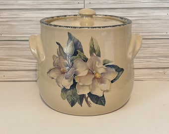 Home & Garden Party Magnolia Cookie Jar Canister Bean Pot Vintage 2002 USA