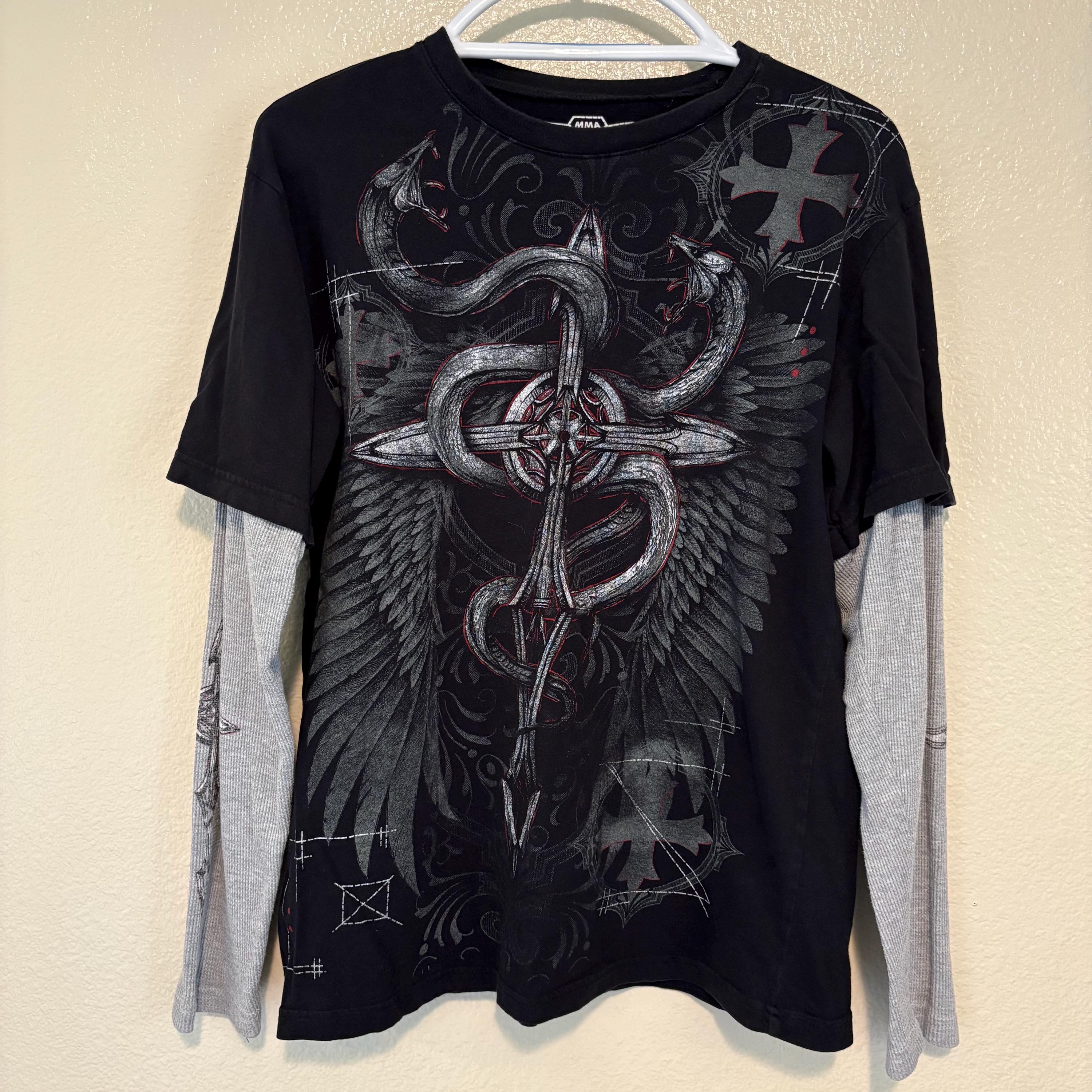 トップス 00s xfrm long sleeve t-shirt cross y2k 00s xfrm long sleeve t-shirt cross y2k Design Shirt Cross