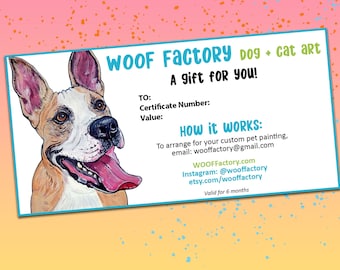 Gift Certificate for Custom Pet Portrait