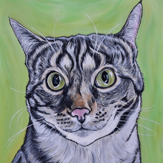 Cat portrait Custom pet painting Custom cat painting Cat mom Cat dad Pet portrait Cat memorial Personalized DOG Gift