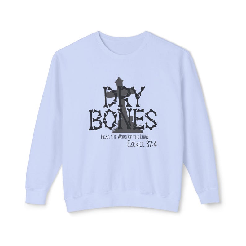 Felpa Dry Bones, Felpa cristiana di Halloween, Maglione della fede, Felpa con versetto della Bibbia, Ezechiele 37:4, Abbigliamento spirituale, 100% cotone Hydrangea