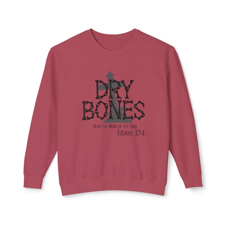 Felpa Dry Bones, Felpa cristiana di Halloween, Maglione della fede, Felpa con versetto della Bibbia, Ezechiele 37:4, Abbigliamento spirituale, 100% cotone Crimson