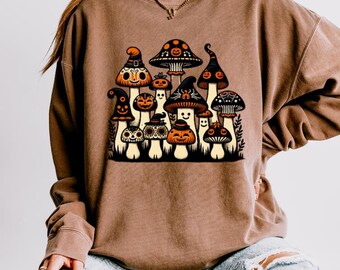 Felpa Boho Mushrooms, Felpa Halloween Mushroom, Felpa Halloween, Felpa Unisex Comfort Colors 100% Cotone