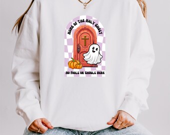 Felpa con lo Spirito Santo, Felpa cristiana di Halloween, Felpa basata sulla fede, Felpa autunnale, Felpa unisex 100% cotone