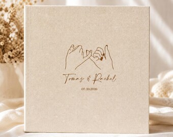 Livro de assinaturas de casamento personalizado em linho, álbum de fotos personalizado, álbum de recortes de noivado