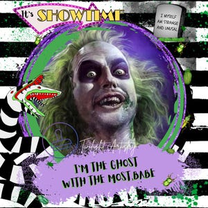 Beetlejuice Art, Tim Burton, Its Showtime, Spooky Season, Boo, Halloween, PNG File