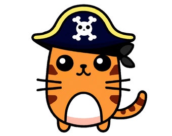 Cat Pirate Sticker: Kawaii Skull Crossbones Holographic Decal