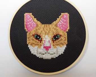 Orange Tabby Cat Face Cross Stitch Pattern (PDF Pattern)