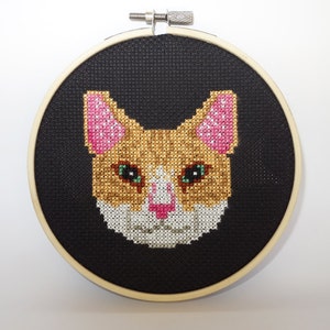 Cat Cross Stitch Pattern - Orange Tabby Cat Face Portrait Cross Stitch Pattern