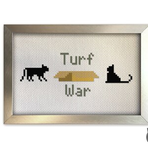 Modèle de point de croix de chat - Boîte en carton de guerre de gazon de chat Cadeau de vacances de chat noir