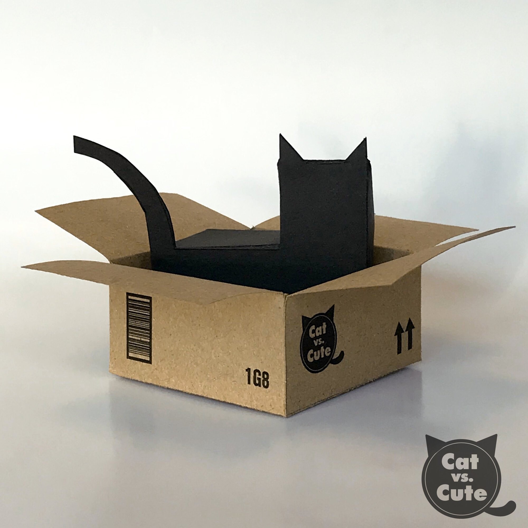 Paper Craft 3d Sculpture Black Cat In Cardboard Box Holiday Etsy