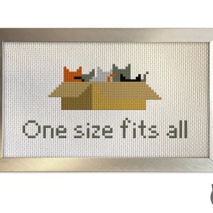 Motif de point de croix chat - taille unique boîte en carton noir orange gris plusieurs chats cadeau de vacances