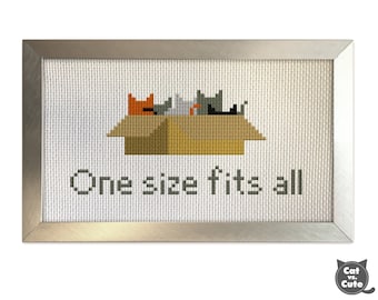 Cat in Box Cross Stitch Pattern: Funny Cats, One Size Fits All (PDF Pattern)