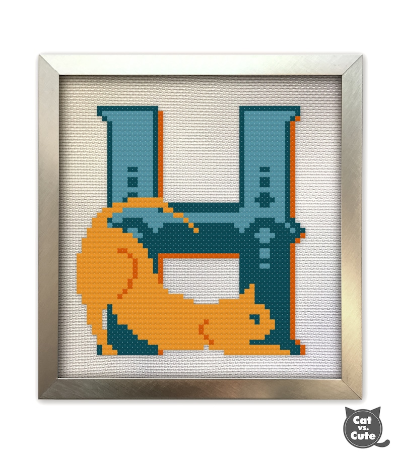 Cat cross stitch pattern letter h alphabet cat lettering  etsy