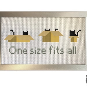 Kruissteekpatroon kat - one size fits all kartonnen doos kerstcadeau zwarte kat