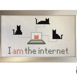 Cat Cross Stitch Pattern - Internet Cat Video - Famous Celebrity Orange Black Cat