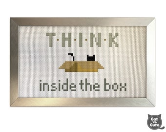 Black Cat Cardboard Box Cross Stitch Pattern (PDF Pattern)