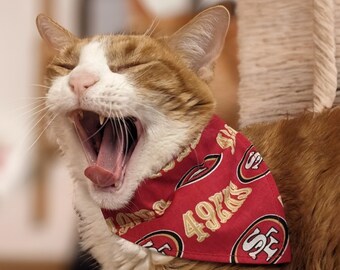 49ers Pet Bandana: Over Collar Cotton Dog Cat Accessory