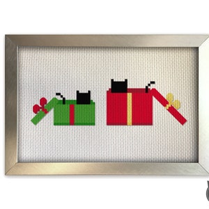 Modèle de point de croix chat - boîte cadeau boîte en carton cadeau de Noël chat noir