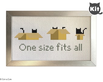 Cat Cross Stitch Kit (no frame) - One Size Fits All Cardboard Box Black Cat