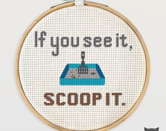 Cat Litter Box Cross Stitch Pattern: Funny Home Decor (PDF Pattern)