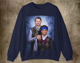 Josh Allen and Keon Coleman, Buffalo Sweatshirt, Bills Graphic Crewneck, Step Brothers, Vintage Football Sweatshirt