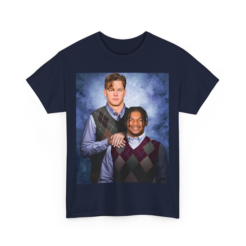 JaMarr Chase Joe Burrow Cincinnati Football T-Shirt, Step Brothers Football Shirt, Bengals Football Shirt, Football Funny Shirt Navy