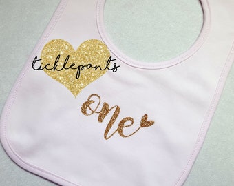 Birthday bib - One- Available alone or made to match your love's birthday tutu