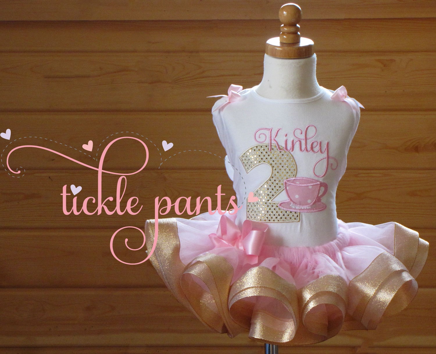 Sweet Teacup Teapot Birthday Outfit Pink and sparkling gold Etsy