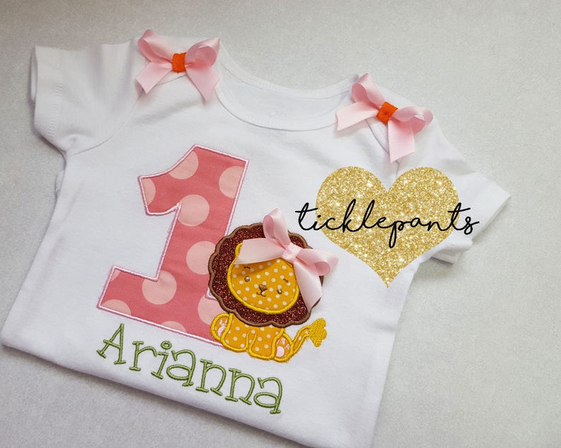 Zoo Can be customized Made for all sizes Baby girl/'s 1st birthday Carnival Pink green yellow Circus Girls LION Birthday Shirt