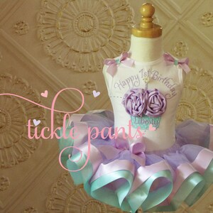 My 1st Birthday Outfit- Cupcake- Lavender purple and aqua- Includes 3D cupcake top and ribbon tutu -  Available in MANY colors