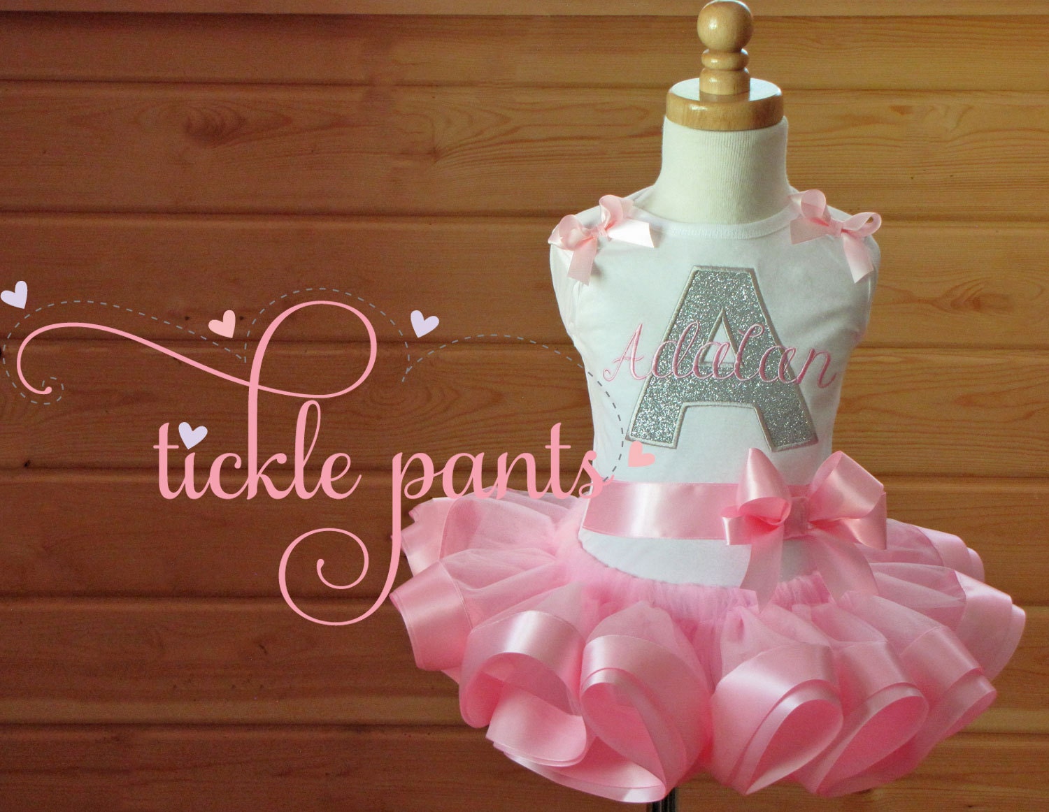 Simple and Sweet Initial and Name Tutu Outfit Pink and Etsy