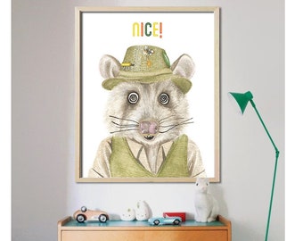 Wes Anderson Print : DIGITAL FILE Kylie opposum, fantastic mr fox, mr fox, nursery art, kids room decor, kids room print, play room decor