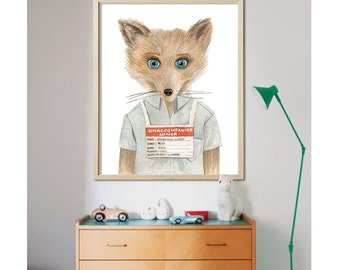 Fantastic Mr Fox: DIGITAL FILE Kristofferson, wes anderson print poster, nursery art, kids room decor, childrens room, fox print,