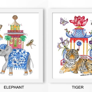 Chinoiserie prints: DIGITAL FILE chinoiserie art, blue white china, ginger jar print, gallery wall art, gallery prints, pagoda print