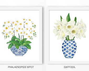 Chinoiserie print DIGITAL FILE:  blue white ginger jar, chinoiserie art, gallery wall prints, gallery wall art, gallery art, trendy wall art