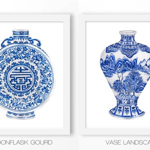 Chinoiserie prints: DIGITAL FILE, Ginger Jar Print, chinoiserie art, blue white vase, gallery wall prints, gallery wall art, gallery art