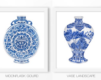 Chinoiserie prints: DIGITAL FILE, Ginger Jar Print, chinoiserie art, blue white vase, gallery wall prints, gallery wall art, gallery art